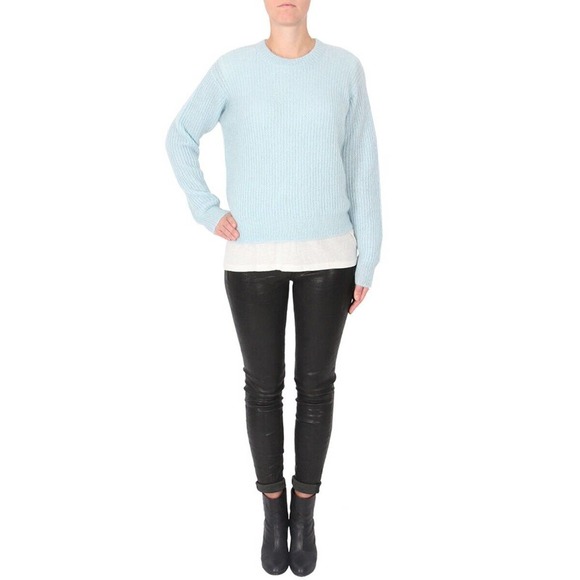 T by Alexander Wang Mohair Knit Crewneck Sweater Glass Light Blue Pullov… - Picture 2 of 7